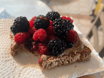 Almond Butter Toast with Blackberries and Raspberries